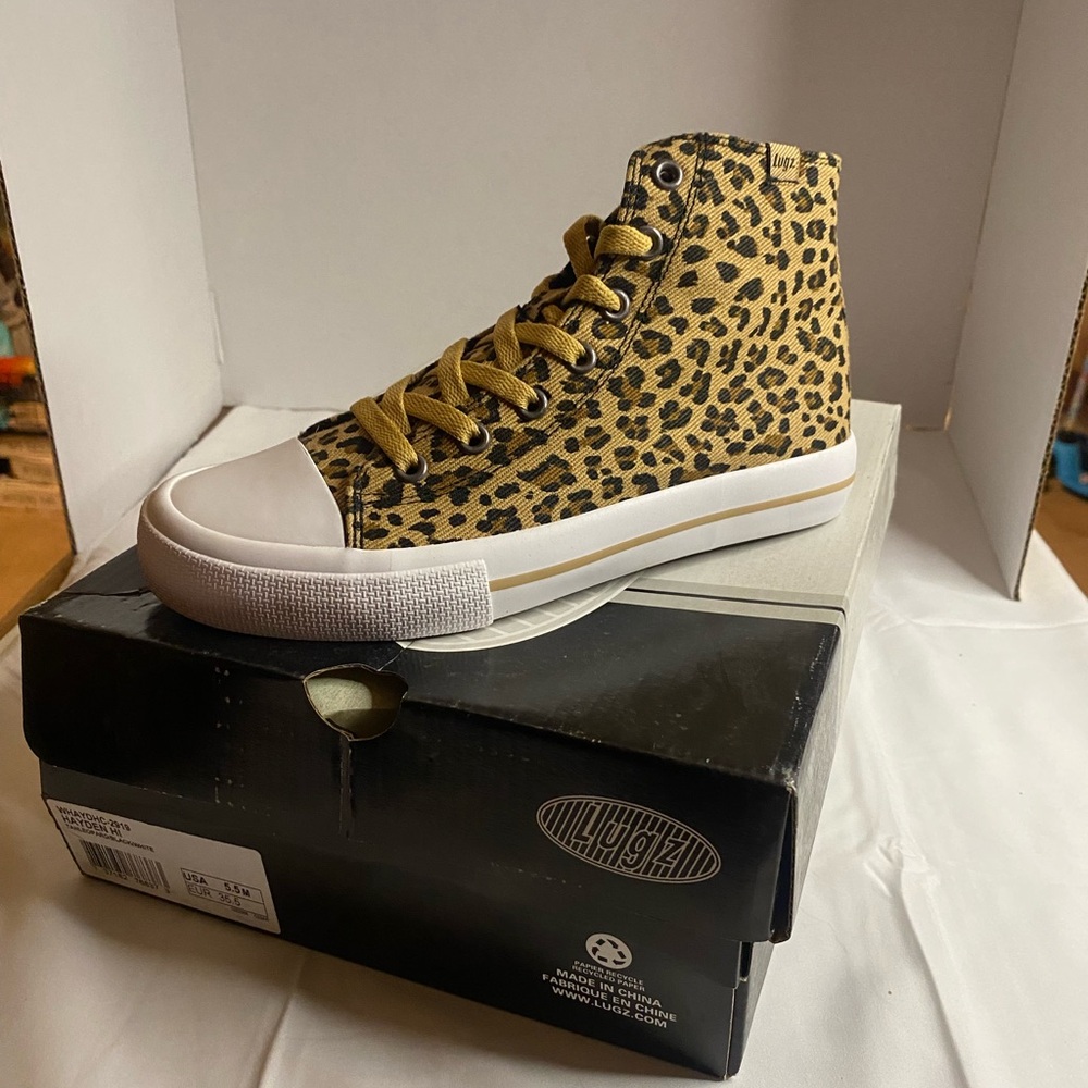 Lugz Leopard Print High-Top Sneakers Sz   9.5